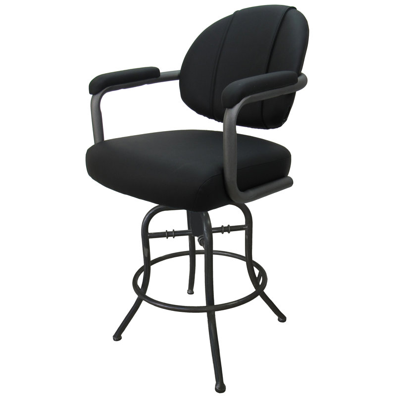 Tabouret de bar pivotant et inclinable en métal 26 po ou 30 po Dahmen - M-70, Beige, Vinyle noir