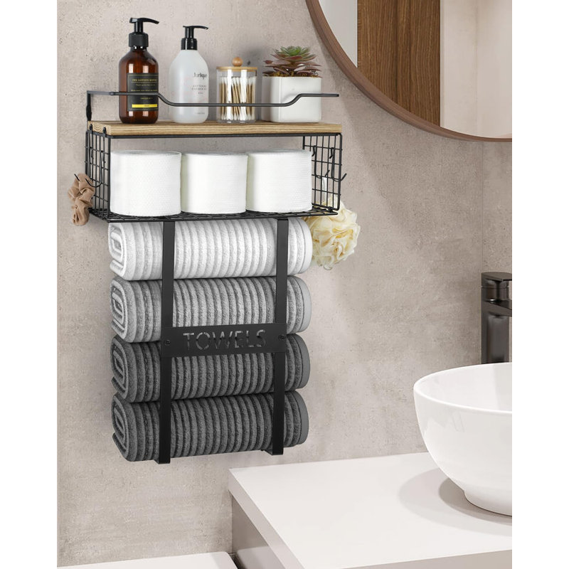 Towel Racks for Bathroom Wall Mounted, Natural/Black