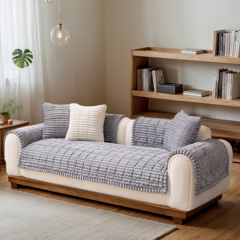 Pet-Friendly Shaggy Sofa Cover - Thick Plush Furniture Protector For Living Room, Tatami, Bay Window, Or Headboard Use