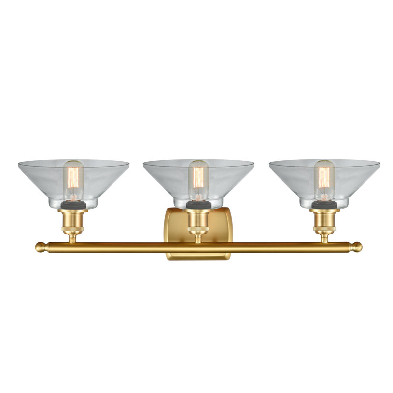 Newton St Loe 4 - Light Dimmable Vanity Light, Clear, 60 Watt Vintage Incandescent Bulb, Satin Gold