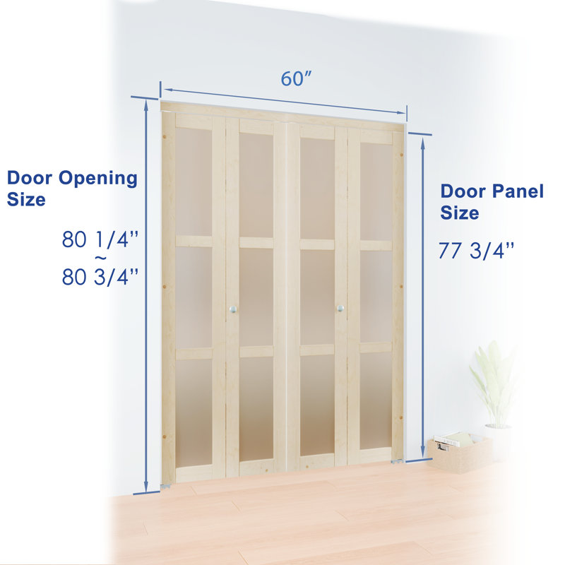 Porte pliante en bois manufacturé 3-Lite, 60 po x 80 po