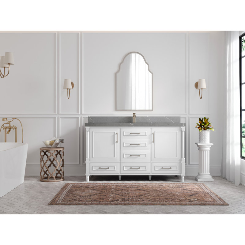 Ensemble de meuble-lavabo simple 60 po Aberdeen, Gris Piatra
