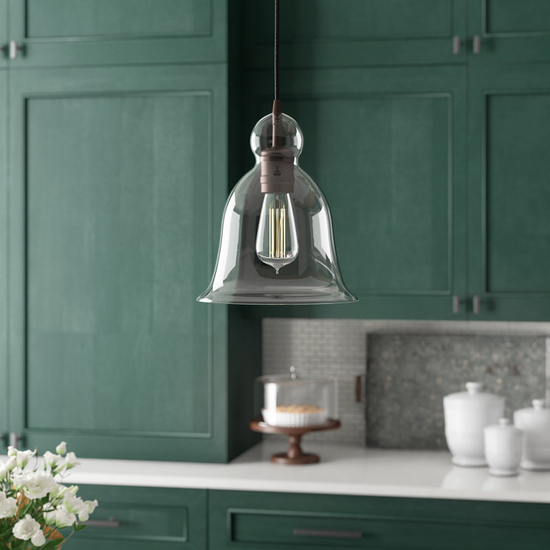 Luminaire suspendu 1 lumière à une cloche, Bronze brillant