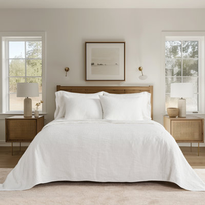 Ribbed Matelassé Cotton Coverlet Set