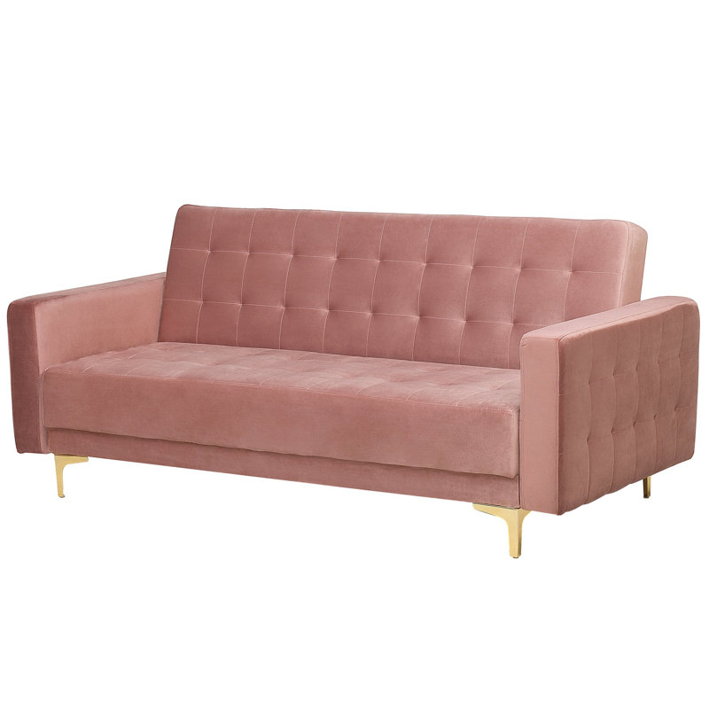 Dublin 3 Seater Velvet Sofa, Pink, Gold