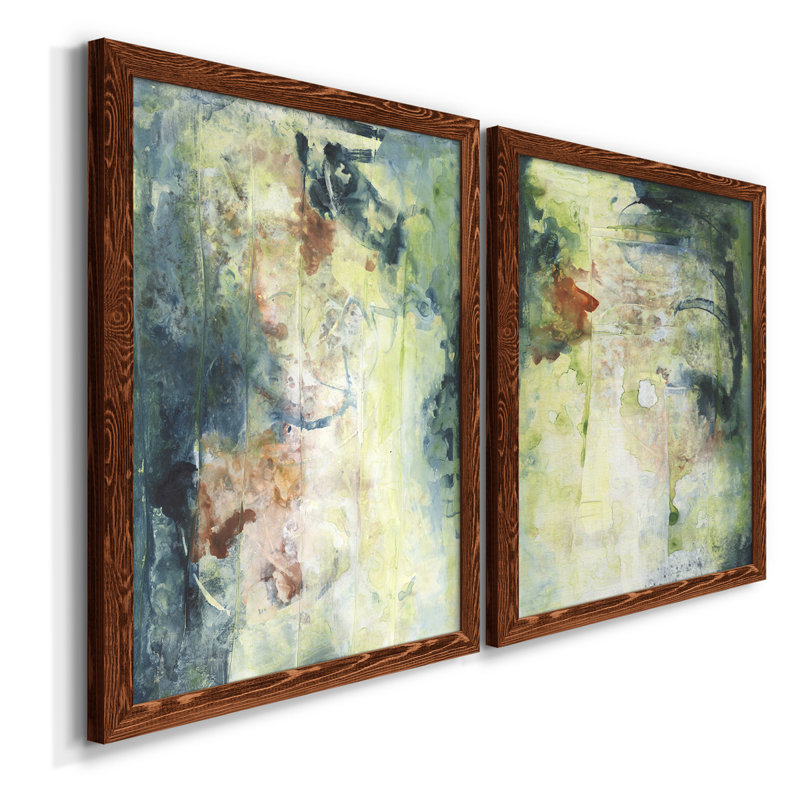 Nature's Elements I - Ensemble de 2 peintures sur toile encadrées, H 37,5 po x l 55 po x P 1,5 po, Encadré de bois de noyer