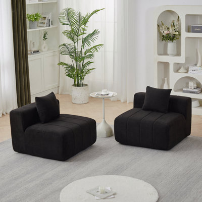 Canapé modulaire pour salon confortable Canapé modulaire en chenille avec 2 coussins, canapé modulaire symétrique pour chambre à coucher, salon, bureau pour les loisirs ou la sieste, salle de lecture et vestibule