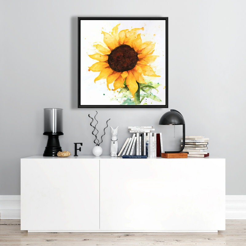 Toile encadrée tournesol | Décoration rustique florale botanique