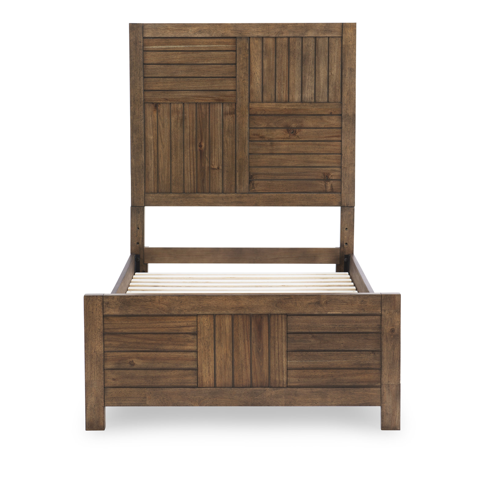 Tyson Full Solid Wood Panel Bed, Tree House Brown, Twin