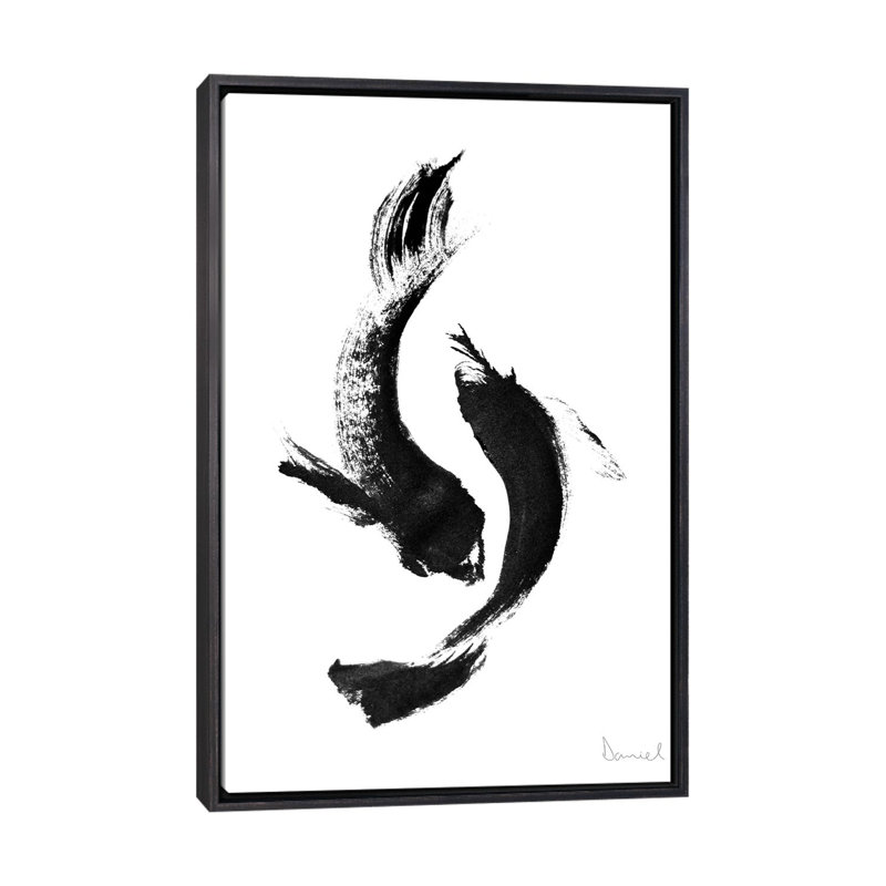 « Koi » par Dan Hobday-impression, H 26 po x l 18 po x P 1,5 po, Toile avec cadre noir patiné