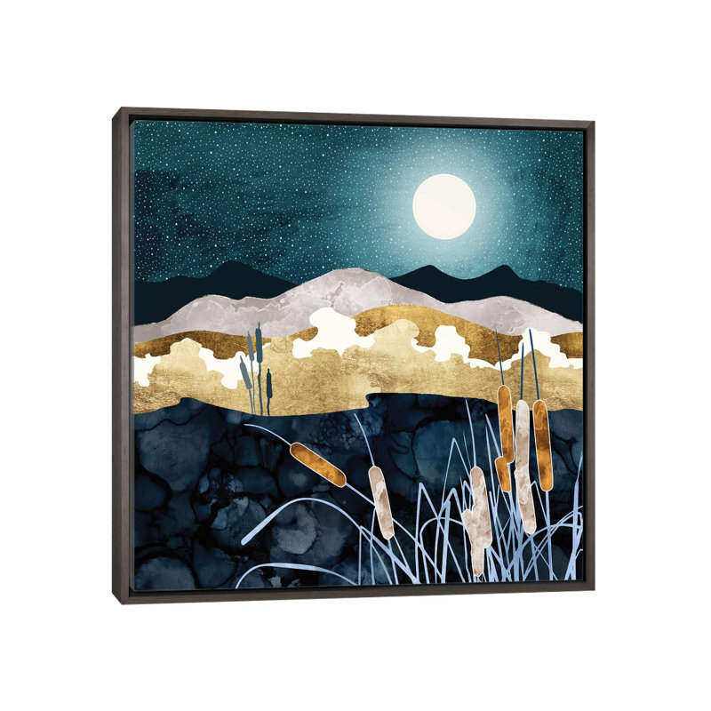 Summer Lake - impression d'art graphique, Aucun mat, H 26 po x l 26 po x P 1,5 po, Toile avec cadre gris