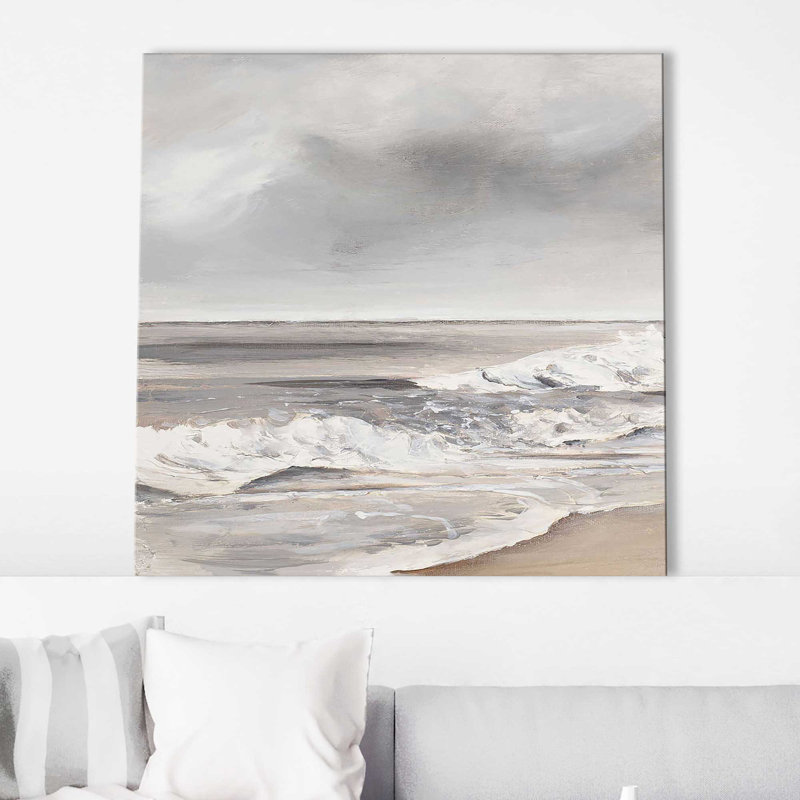 La Playa Al Atardecer I - Peinture, L 18 po x H 18 po, Toile tendue
