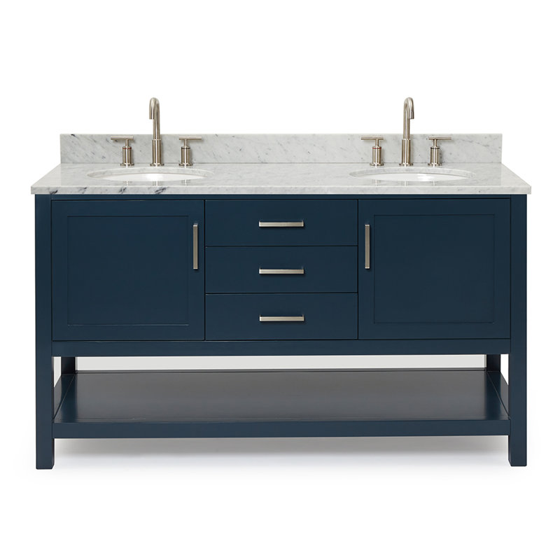 Bayhill 73'' W Double Vanity, Oval, Midnight Blue, 61"