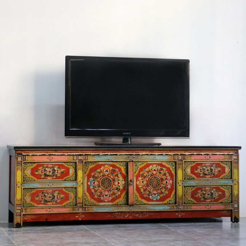 Meuble télé rétro multicolore