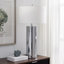 Lampe de table haute de 29,5 po avec abat-jour en tissu en nickel poli / blanc York