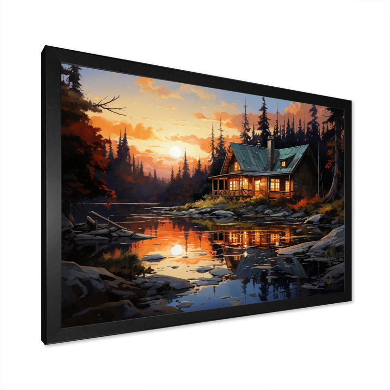 Canada Lakehouse Retreat IV - Imprimé, H 30 po x l 40 po x P 1,5 po, Cadre simple noir