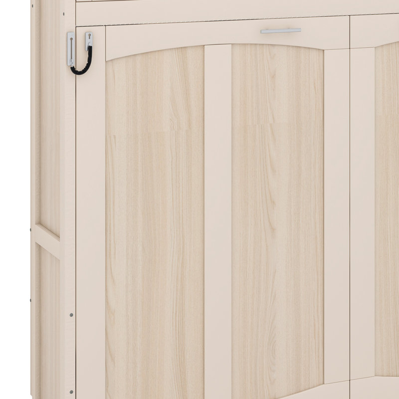 Murphy Bed With Storage Cabinets, Beige