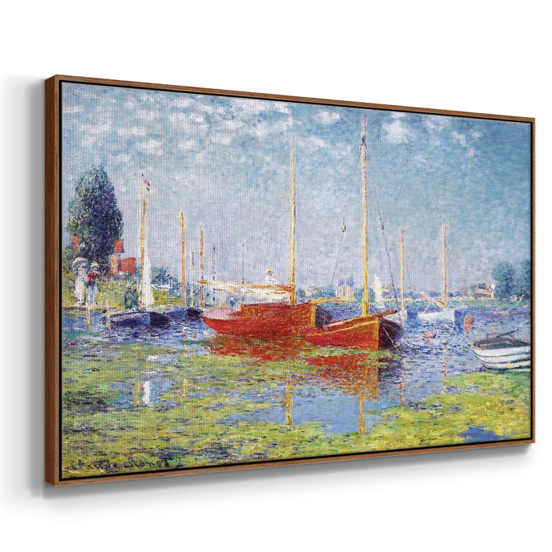 Argenteuil. Yacht, 1875 01, reproduction d'art sur toile, H 25 po x l 37 po x P 2 po, Noyer