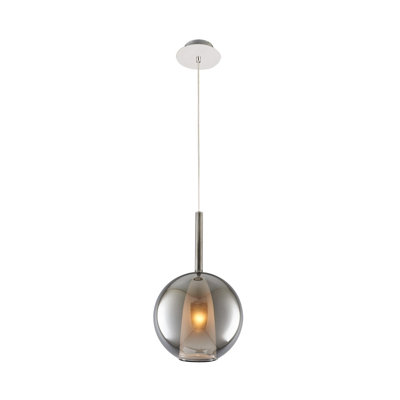 Elegant Scandinavian Chandelier, Chrome Finish, 9.8 in Diameter x 47.2 in Height | Durable Metal Body with Glass Cap, E14 Socket for 40W Bulb (Not Included) | Perfect for Modern Living Rooms & Dining Areas