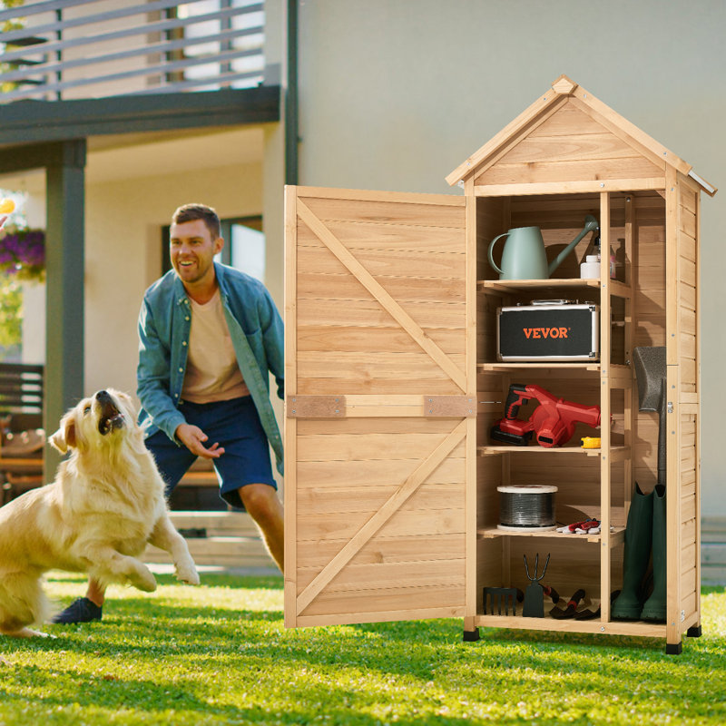 Remise de jardin extérieure en bois imperméable avec outils 28 x 63 pouces