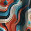 Motif rayé bleu et orange à rayures futuristes - 1 panneau-107546334