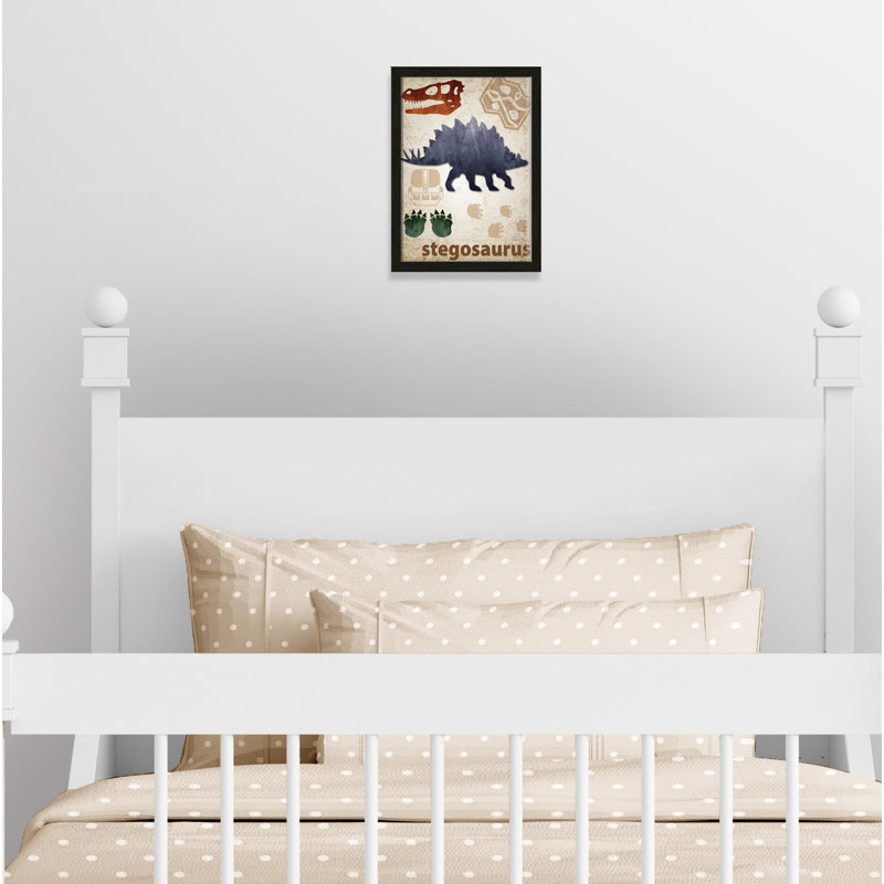 Décalcomanie murale Dinosaures-02 ', H 15 po x l 11 po x P 1,1875 po, Encadré de boîte à grain de bois noir