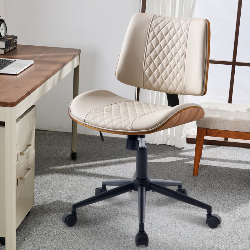 Chaise de travail ergonomique à hauteur ajustable , Beige, Diamond quilting