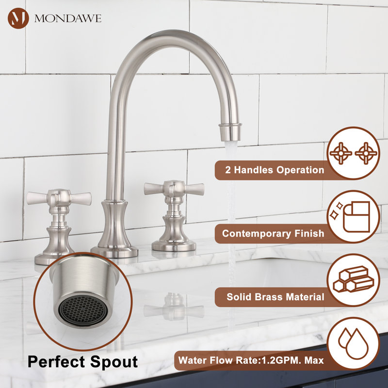 Widespread 2-handle Bathroom Faucet, Brushed Nickel