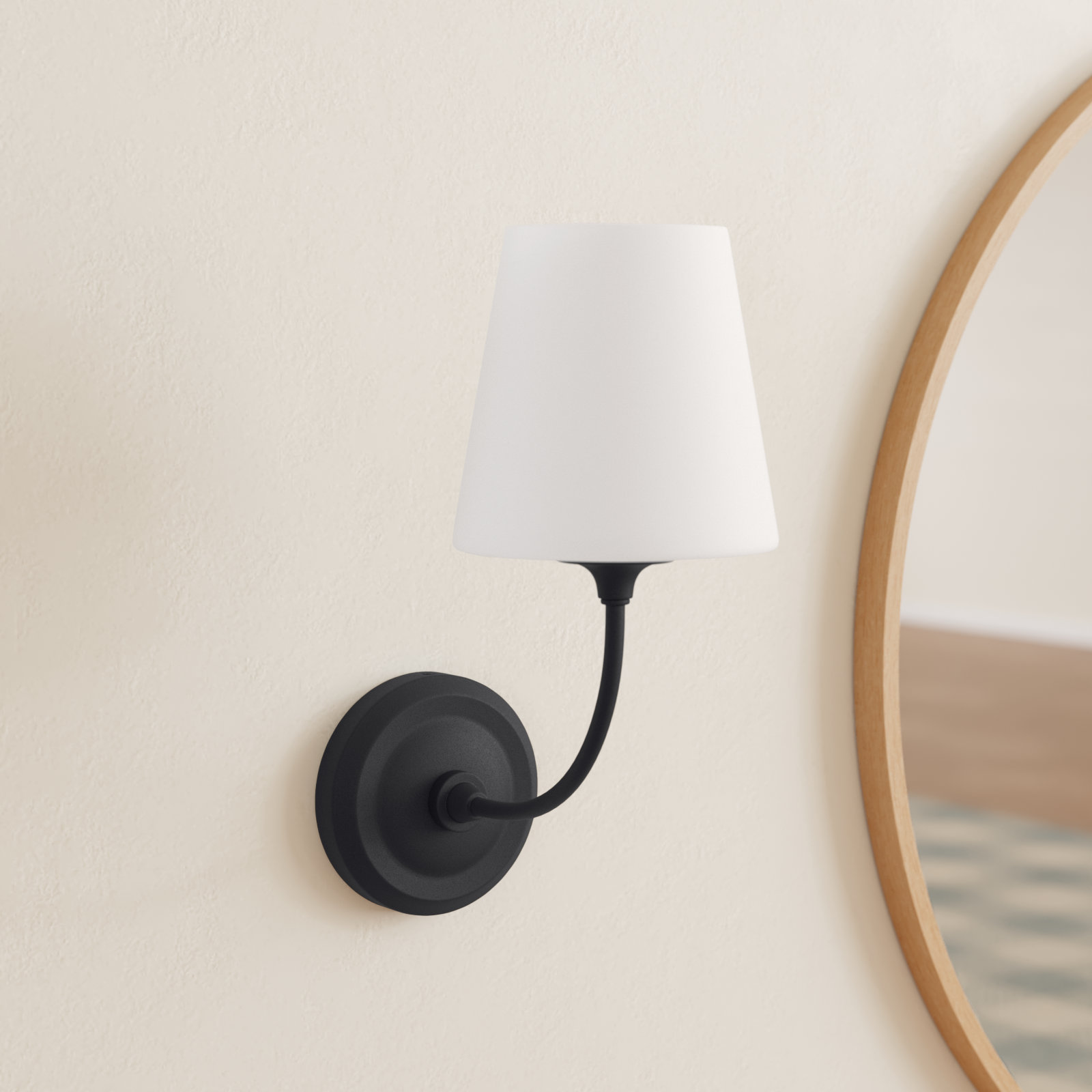Lane Single Light Armed Sconce, Black Forged