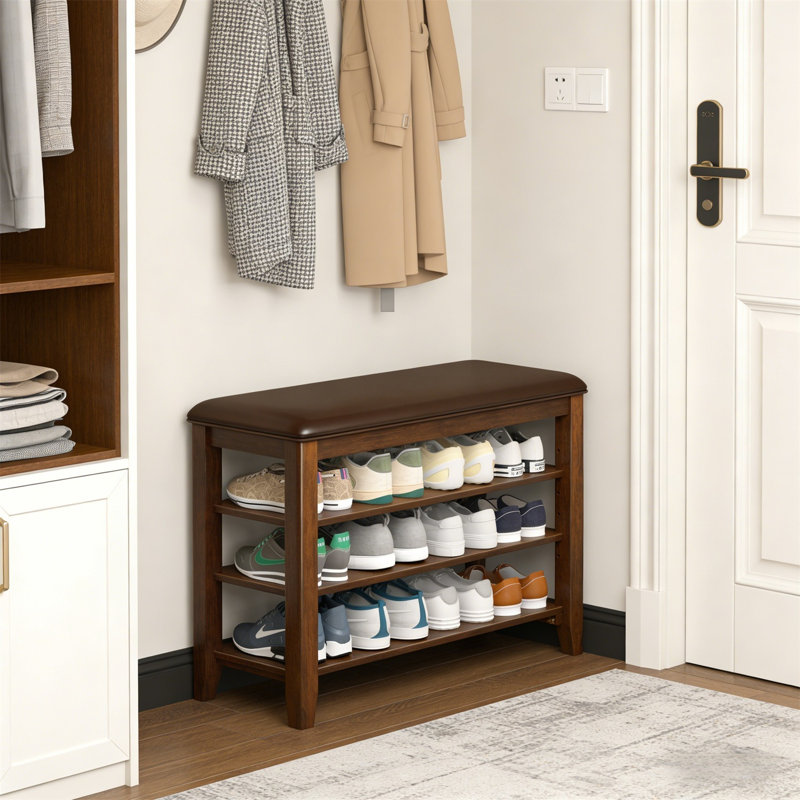 Premium Wooden Shoe Cabinet For Home, 21.2” H x 31.5” W x 11.8” D