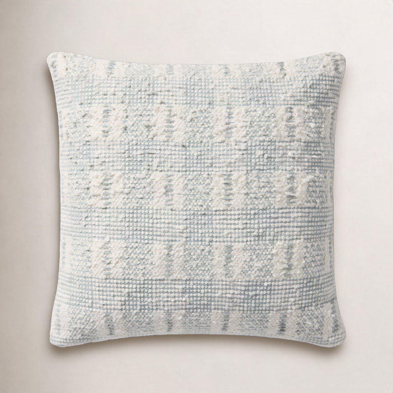 Coussin décoratif Loloi, Polyester, Ivoire / bleu géométrique
