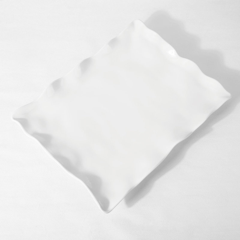 2-Piece White 17 1/2" Melamine Serving Tray