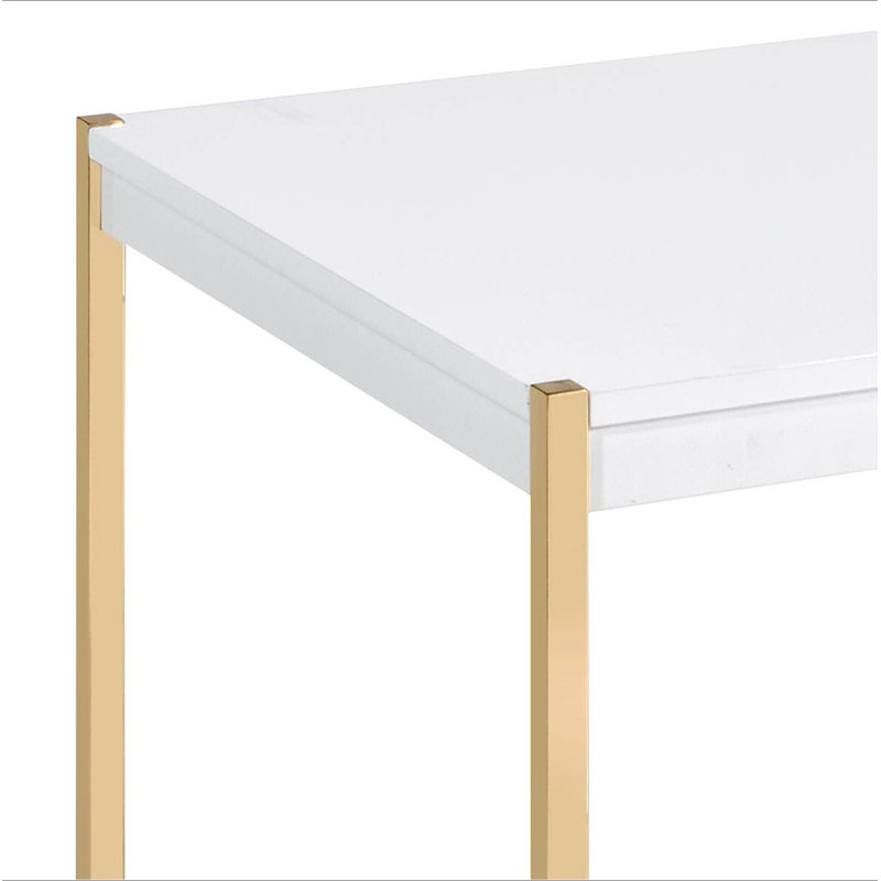 Table basse rectangulaire blanche et dorée