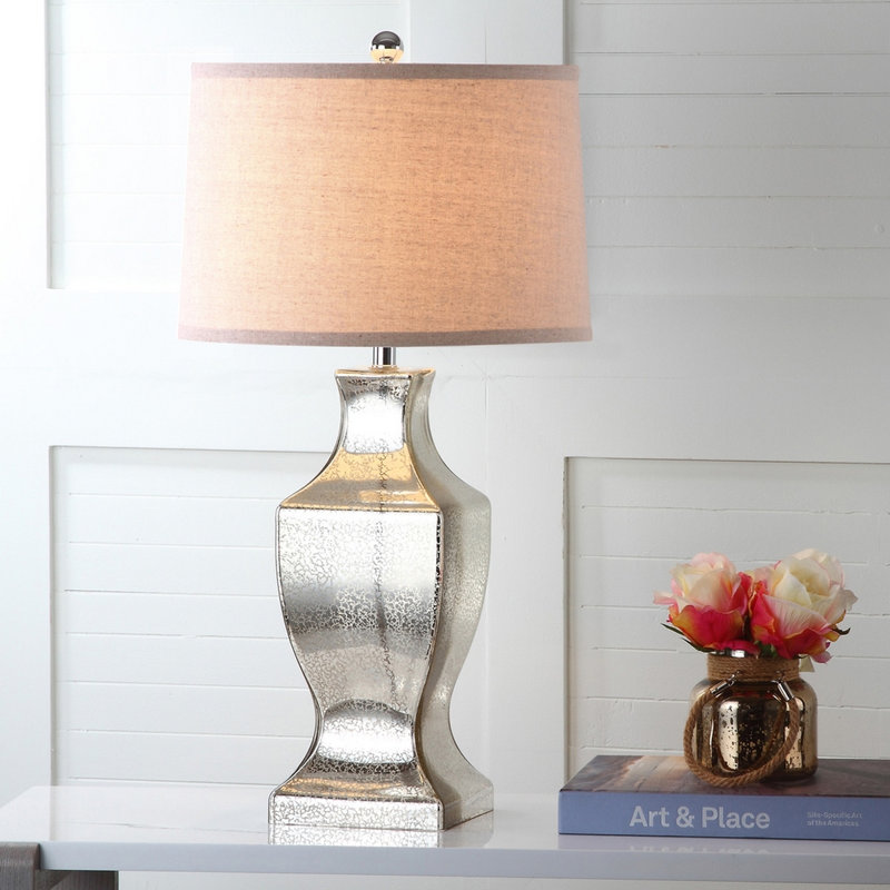Aonan Glass Table Lamp, Antique Silver