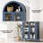63'' Tall Arched Bookcase with 2 Large Glass Doors, Farmhouse 5 Tier Pantry Storage Cabinet with Adjustable Shelf, for Living Room, Dining, Kitchen, Blue-1490512793
