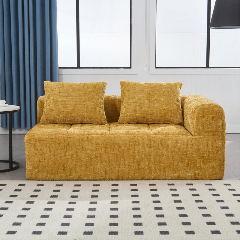 Canapé en chenille, canapé-lit modulaire minimaliste pour salon, salon et chambre à coucher, Jaune