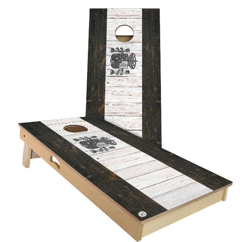 Ensemble de 2 panneaux de cornhole à thème drapeau 2 pi x 4 pi avec étui et lumières, Gris, Espagne
