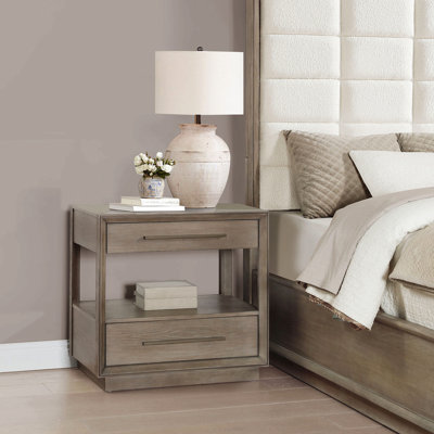 Table de chevet 2 tiroirs Taupe