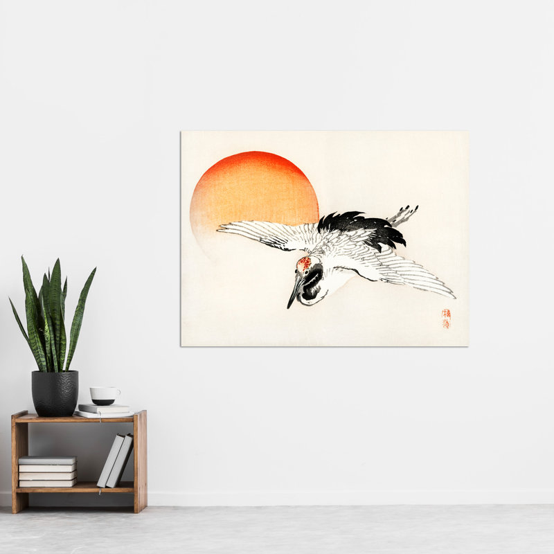 Bairei Flying Egret Japanese - No Frame Art Prints