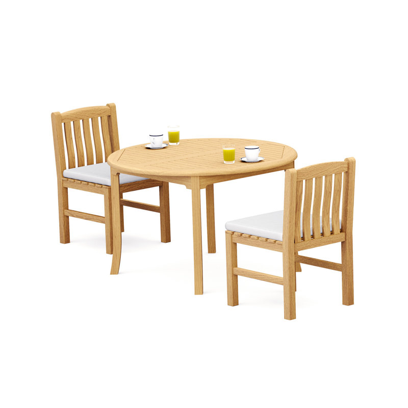 Grade-A Teak Wood Dining Set: Round Table And Devon Arm Chairs #11DV0703, H 31 po x l 82 po x P 43 po, 4