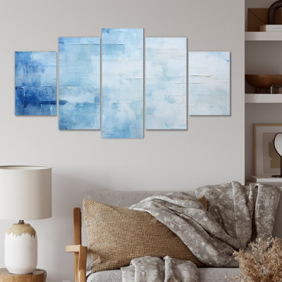  «White and Blue Scandinavian Tiles IV - Boho Mosaic Multipanel Wall Art For Living Room