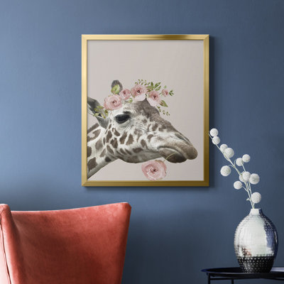 Peek A Boo Giraffe II, toile encadrée de qualité supérieure - prête à être accrochée