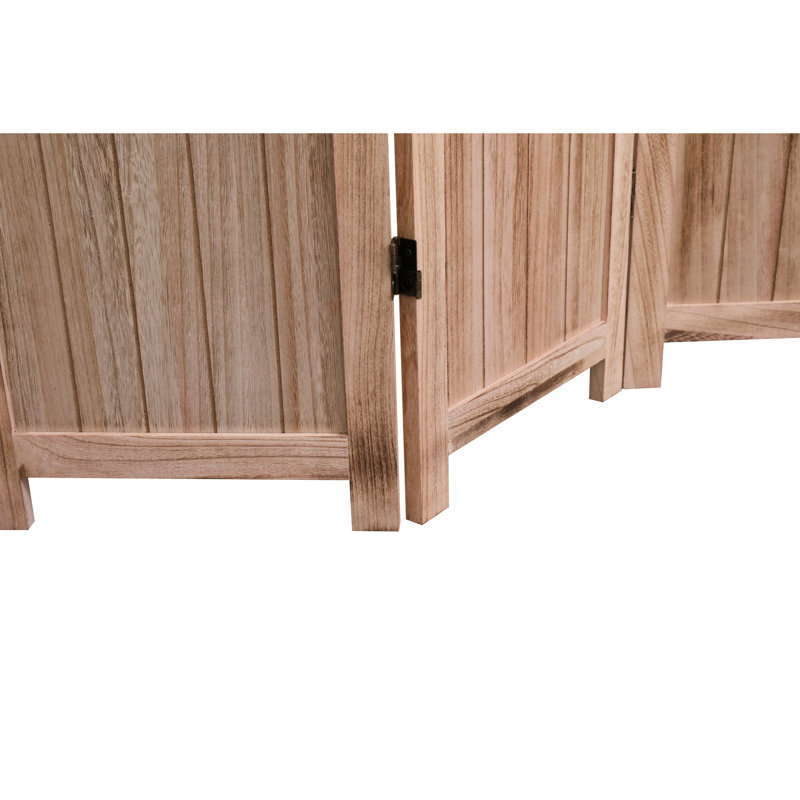 Paravent en bois massif l 55,2 po x H 65 po avec 4 panneaux, aspect naturel, charnières en métal pour un pliage rapide, rehausse la cloison décorative 4 pièces, H 65 po, finition, simplicité et manipulation, décoration intérieure