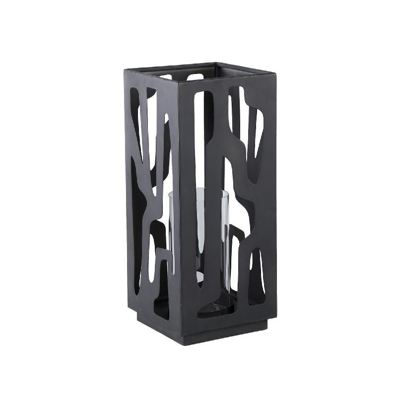 Iron Tealight Holder, Black, 42cm H  x 18cm W x 18cm D