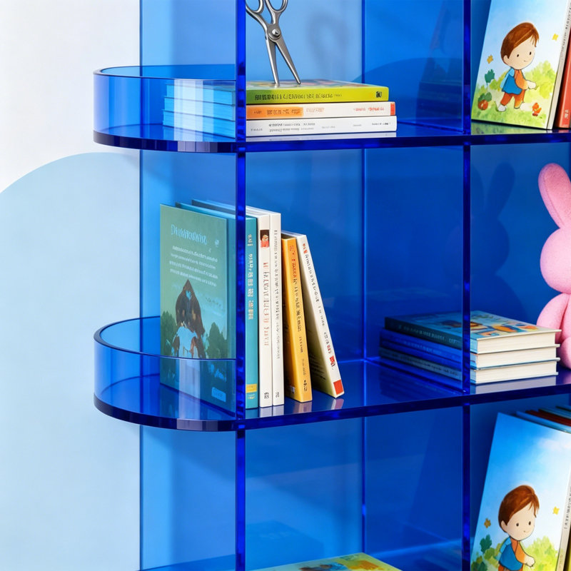 Bibliothèque moderne et multifonctionnelle en acrylique, (4 tablettes) H 37,4 po x l 35,43 po x P 11,81 po