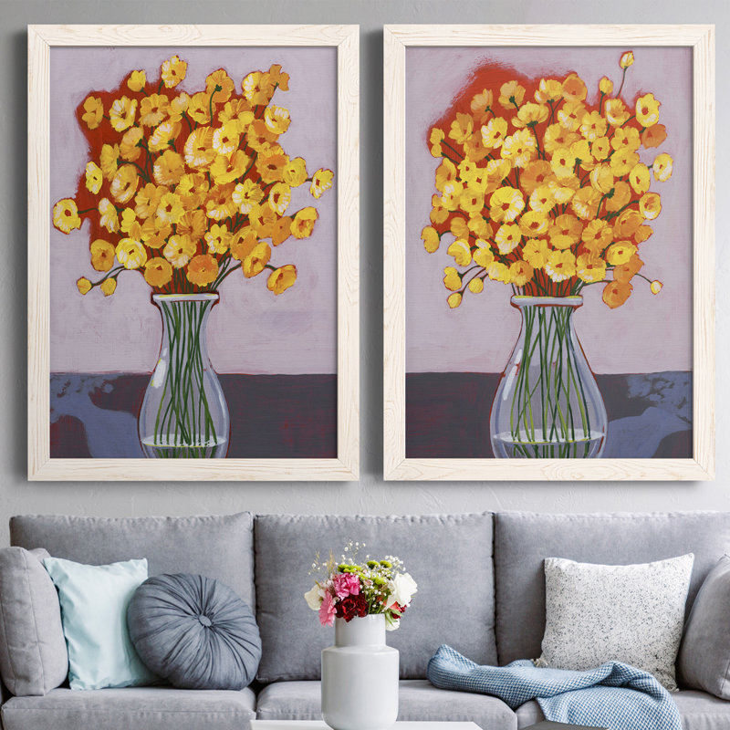 «Daisy Bouquet I», toile encadrée de qualité supérieure - prête à être accrochée, H 20 po x l 34 po x P 1,5 po