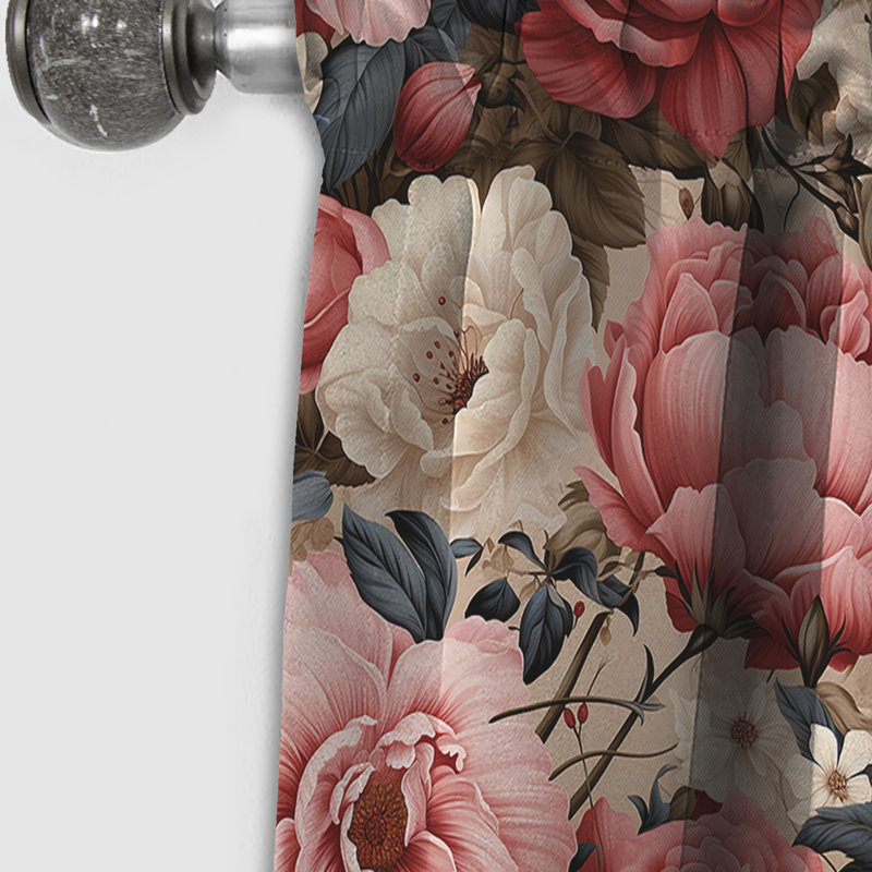 Antique Pink Flower Garden Beauty I - Rideau damassé - Rideau occultant occultant - 1 panneaux, L 52 po x L 120 po