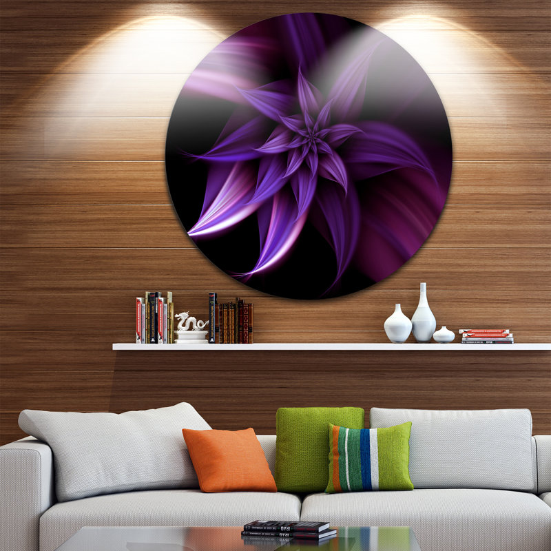 «Fractal Flower Mauve», impression, H 38 po x l 38 po x P 1 po, Métal rond