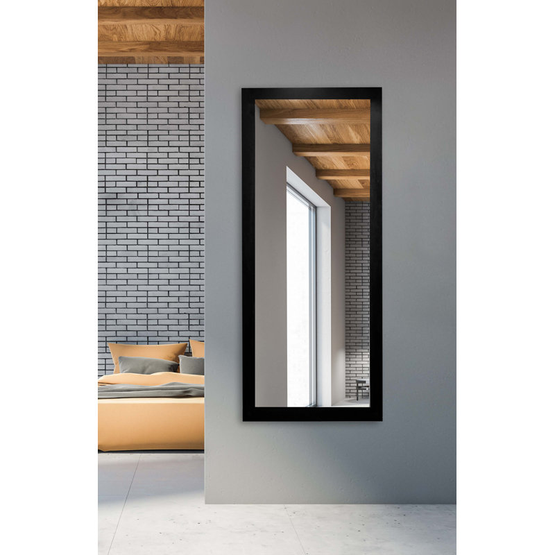 Flat Mirror, 70" H x 31" W x 0.75" D, Matte Black