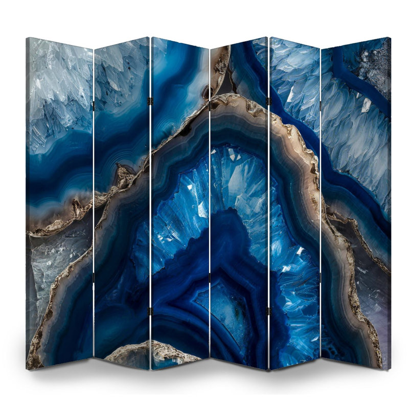 Cloison pliante 6 panneaux à cloisons en agate bleue royal, 6, H 71 po x l 96 po x P 1 po